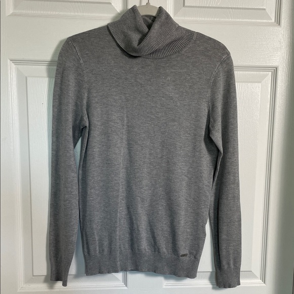 Calvin Klein Sweater Turtleneck Thin Rayon Nylon Casual Grey Gray Women's Small - Picture 2 of 11